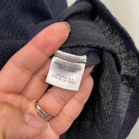 NWT Flax Navy Cowl Neck Linen Maxi Dress Size P/S - Picture 8 of 12